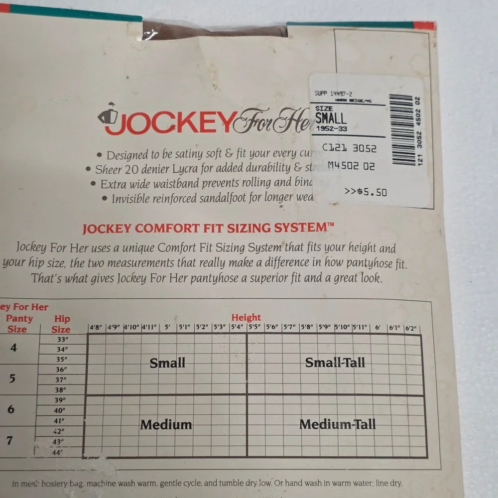2pk Vintage Jockey For Her Pantyhose Small Chestnut Warm Beige Control Top 1950